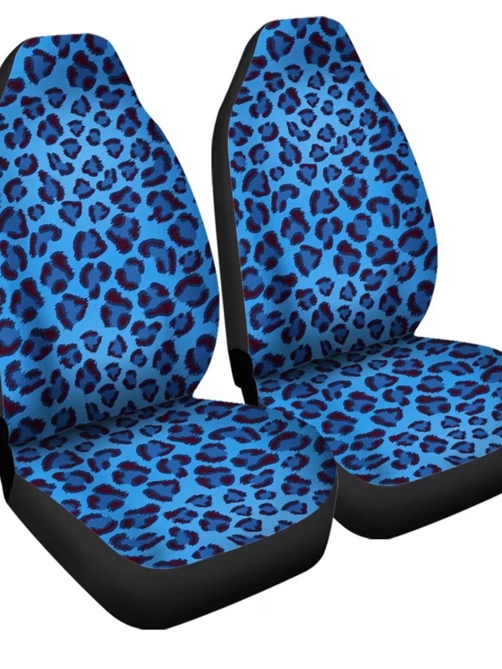 Blue Leopard Print Car Seat Covers & Steering Wheel Cover